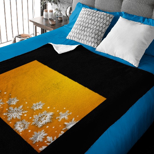Modern Snowflakes Orange Baby Blankets