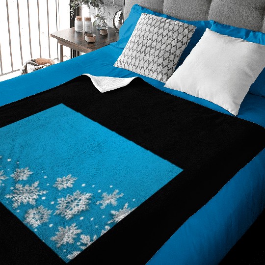 Modern Snowflakes Blue Baby Blankets
