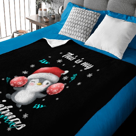 Winter Christmas Pyjama Penguin Baby Blankets