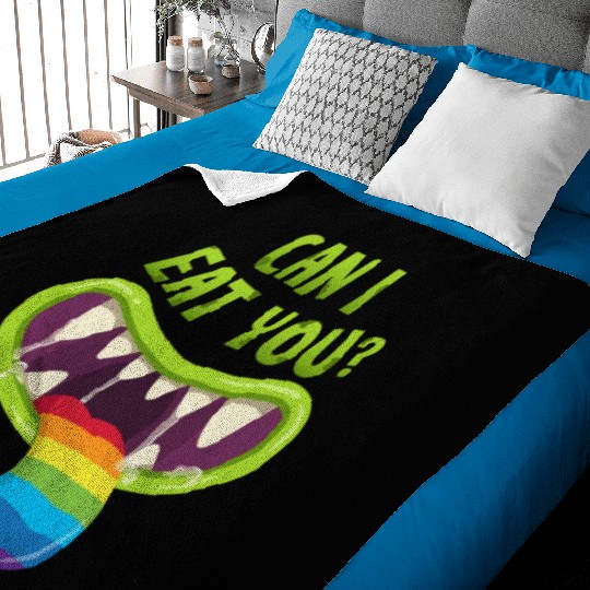 Can I Eat You? Gay Lesbian Rainbow Pride Flag LGBT Baby Blankets