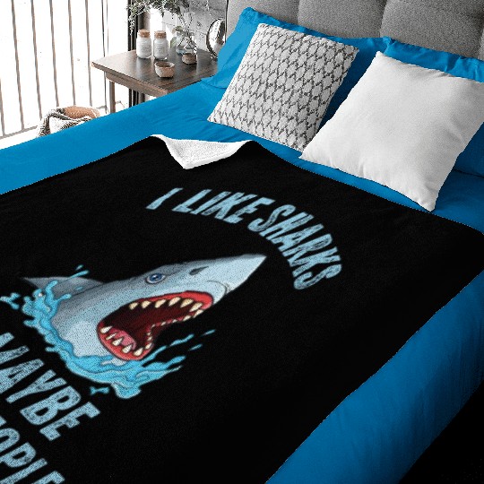 Ocean Animal Shark Lover Gift Funny Shark Baby Blankets