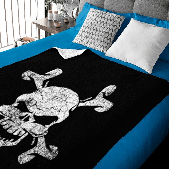 Distressed Skull And Crossbones Baby Blankets