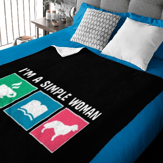 Coffee Books Golden Retriever I'm A Simple Woman Baby Blankets
