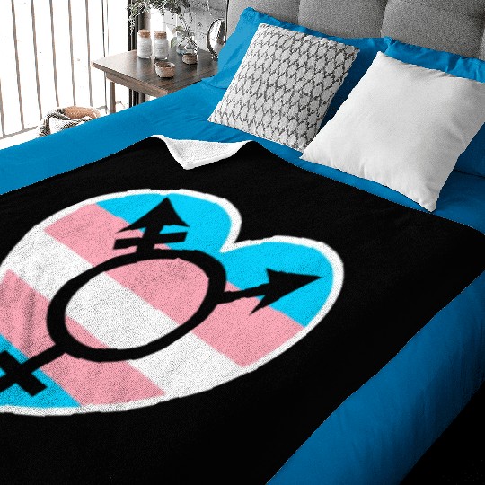 Trans Rainbow Pride LGBTQ Transgender Rights Baby Blankets