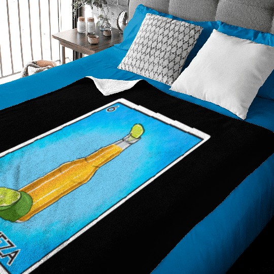 La Cerveza Beer Card Mexican Lottery Card Cerveza Baby Blankets