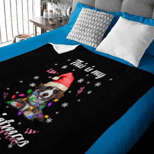 Winter Christmas Pyjama Australian Shepherd Baby Blankets