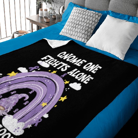 Gnome One Fights Alone Lavender Cancer Baby Blankets