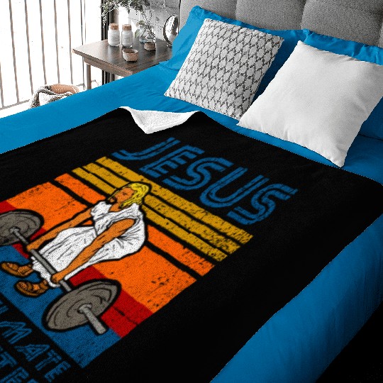 Jesus Weightlifting Fitness Gym Baby Blankets