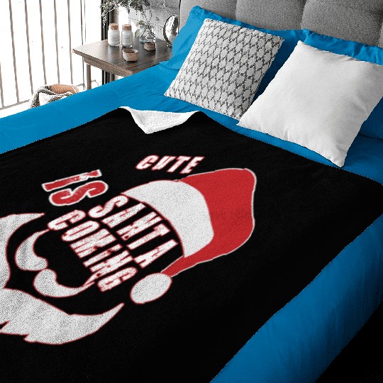 Christmas Cute Santa Is Coming Santa Candy Cane Baby Blankets
