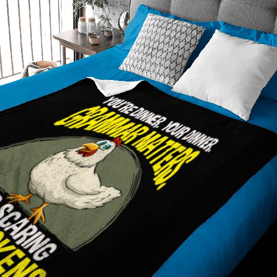 Funny Grammar Teacher Chicken Farming Baby Blankets