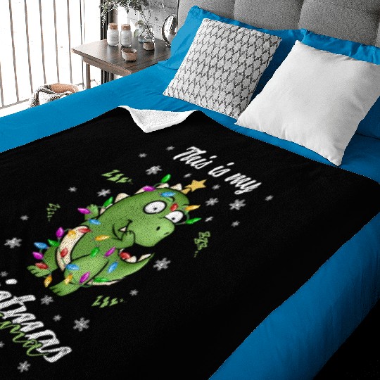 Winter Christmas Pyjama Dinosaur Trex Baby Blankets