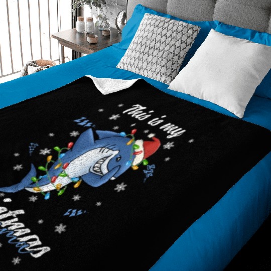 Winter Christmas Pyjama Shark Baby Blankets