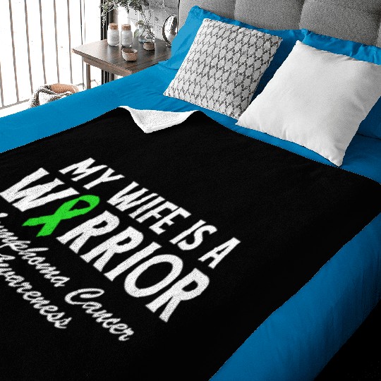 My Wife is a Warrior Green Ribbon Lymphoma Cancer Baby Blankets