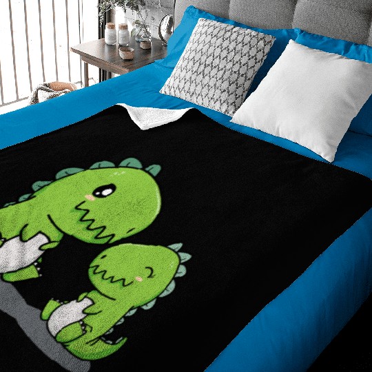 Big Brother Dino Siblings Baby Dinosaur Little Boy Baby Blankets