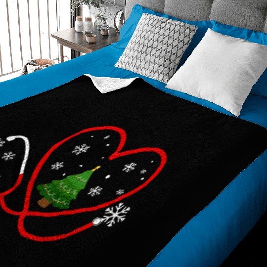 Nurse Heartbeat Christmas Tree Baby Blankets