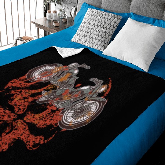 Motorcycle Grim Skull Biker Flame Baby Blankets