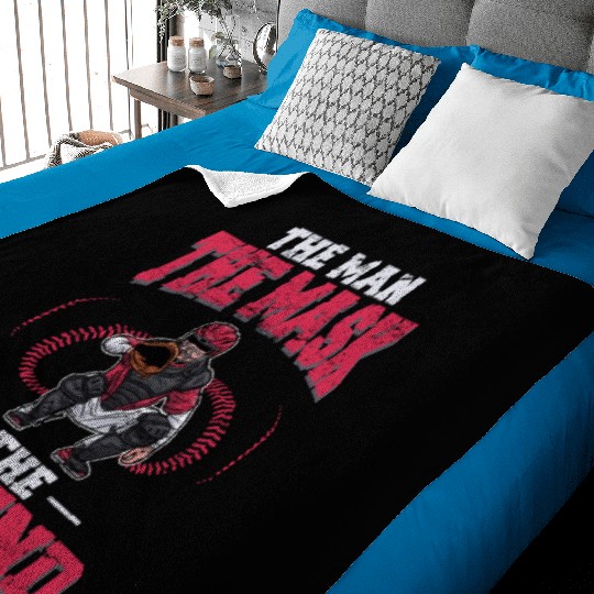 Baseball Catcher The Man The Mask The Legend Baseb Baby Blankets