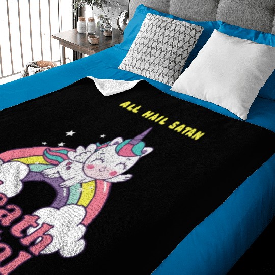 Unicorn On Cloud Death Metal Baby Blankets
