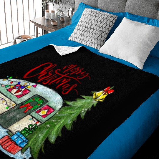 Merry Christmas Happy Camper Funny Camping Life Baby Blankets