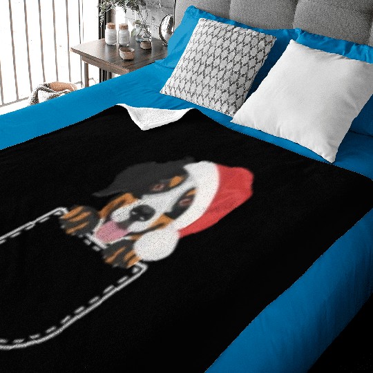 Bernese Mountain Dog Merry Christmas Baby Blankets