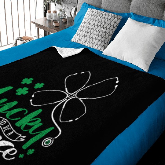 Lucky To Be A Nurse Baby Blankets