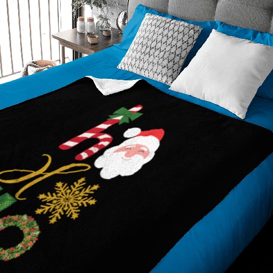 Ho Ho Ho Christmas icons Baby Blankets