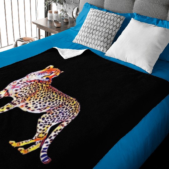 Cheetah Mother with Cubs Motif Predator Cat Animal Baby Blankets