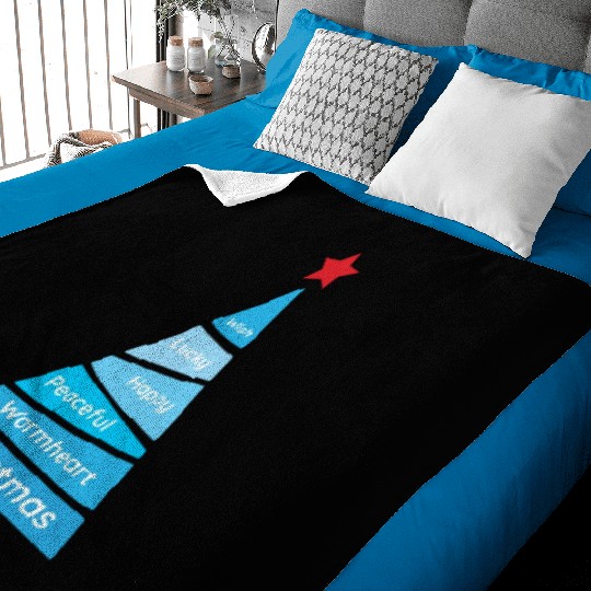 Minimalist Light Blue Christmas Pine Baby Blankets