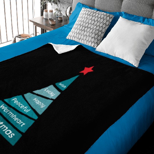 Minimalist Teal Blue Christmas Pine Baby Blankets