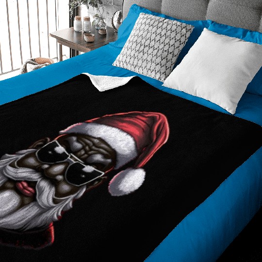 Black Santa, African American Santa Claus Baby Blankets
