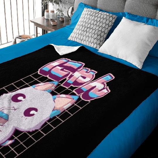 Transgender Pride Kawaii Cat Strawberry Milk Trans Baby Blankets