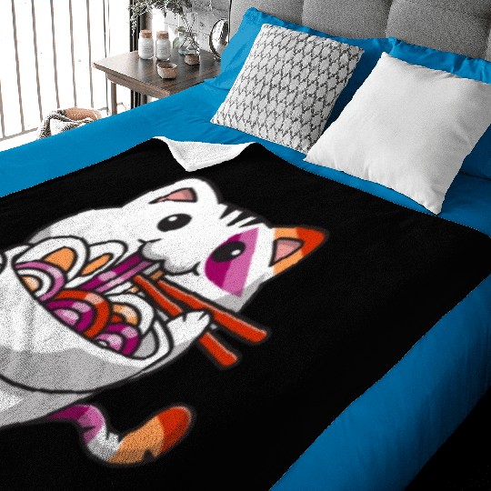 Lesbian Pride Gay Kawaii Cat Ramen Noodles Lesbian Baby Blankets