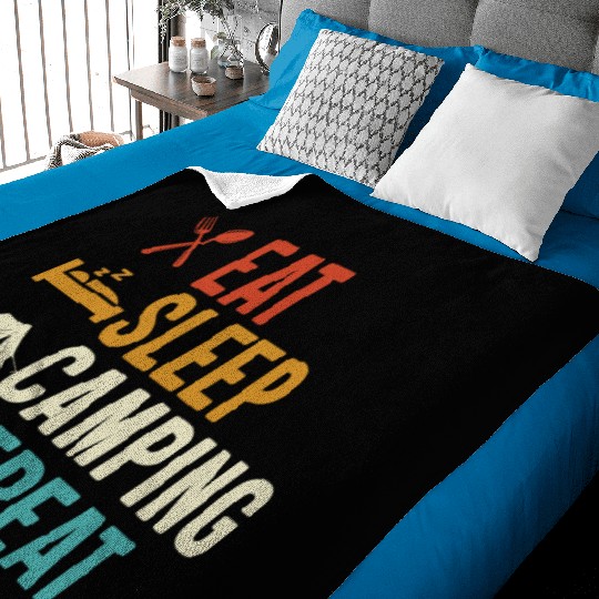 Eat Sleep Camping Repeat Camp Funny Baby Blankets