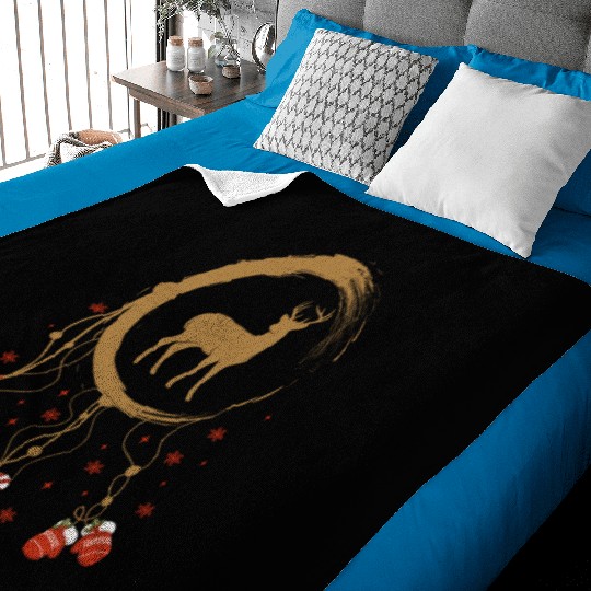 Winter dreamcatcher Christmas Deer Baby Blankets