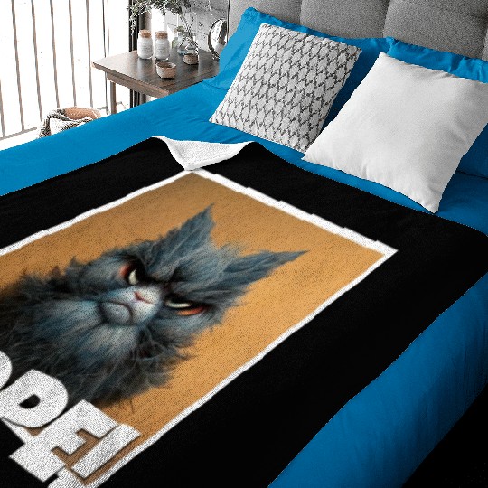3d cat grumpy Coffee I hate people good morning Baby Blankets