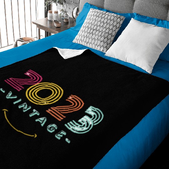 Neon Rainbow Retro 2023 NewYear Vintage Baby Blankets