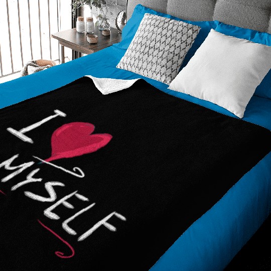 i love me heart text saying Baby Blankets