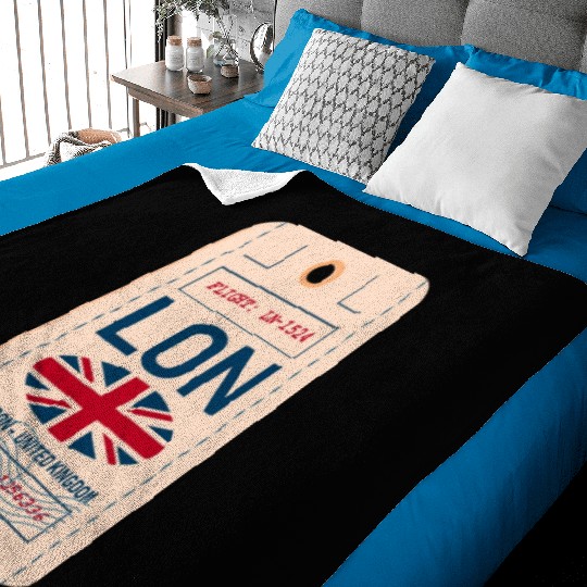 LONDON (LON) Airline Luggage tag United Kingdom Baby Blankets