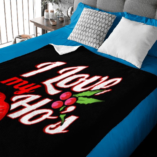 I Love My Ho's Kissing Mouth Mistletoe Christmas Baby Blankets