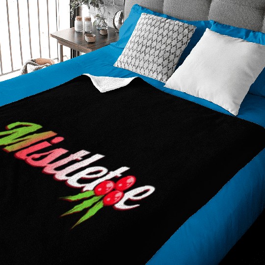 Green Red White Mistletoe Logo For Christmas Baby Blankets