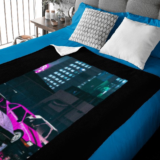 Vaporwave Car Synthwave City Baby Blankets