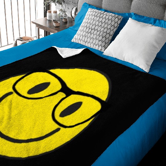 Nerd Smile Face Emoticon Eyeglasses Nerd Smiley Baby Blankets