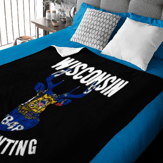 Wisconsin Deer Hunting Buck Stag Hunter Baby Blankets