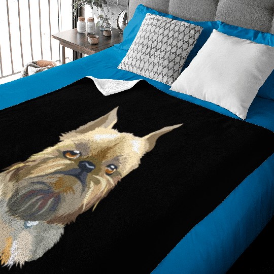 Cute Brussels Griffon Dog Watercolor Painting Baby Blankets