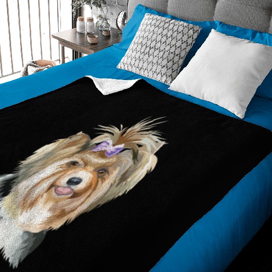 Cute Biewer Terrier Dog Watercolor Painting Baby Blankets