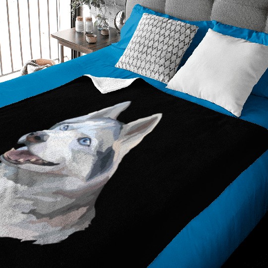 Cute Siberian Husky Dog Watercolor Painting Baby Blankets