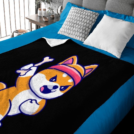 Cute Shiba Inu dog In gym Baby Blankets