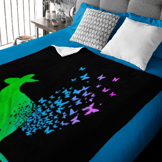 Butterfly & Kangaroo In Nature Australia Kangaroo Baby Blankets