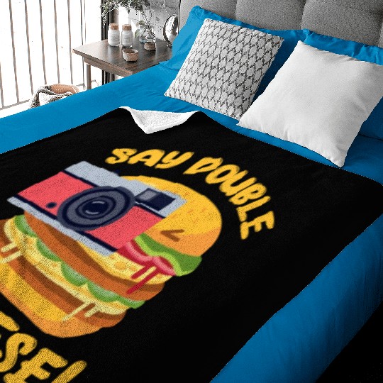 Say Double Cheese Burger Baby Blankets