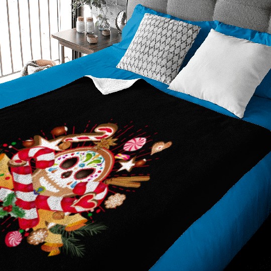 Gingerbread man Sugar Skull decor for Christmas Baby Blankets